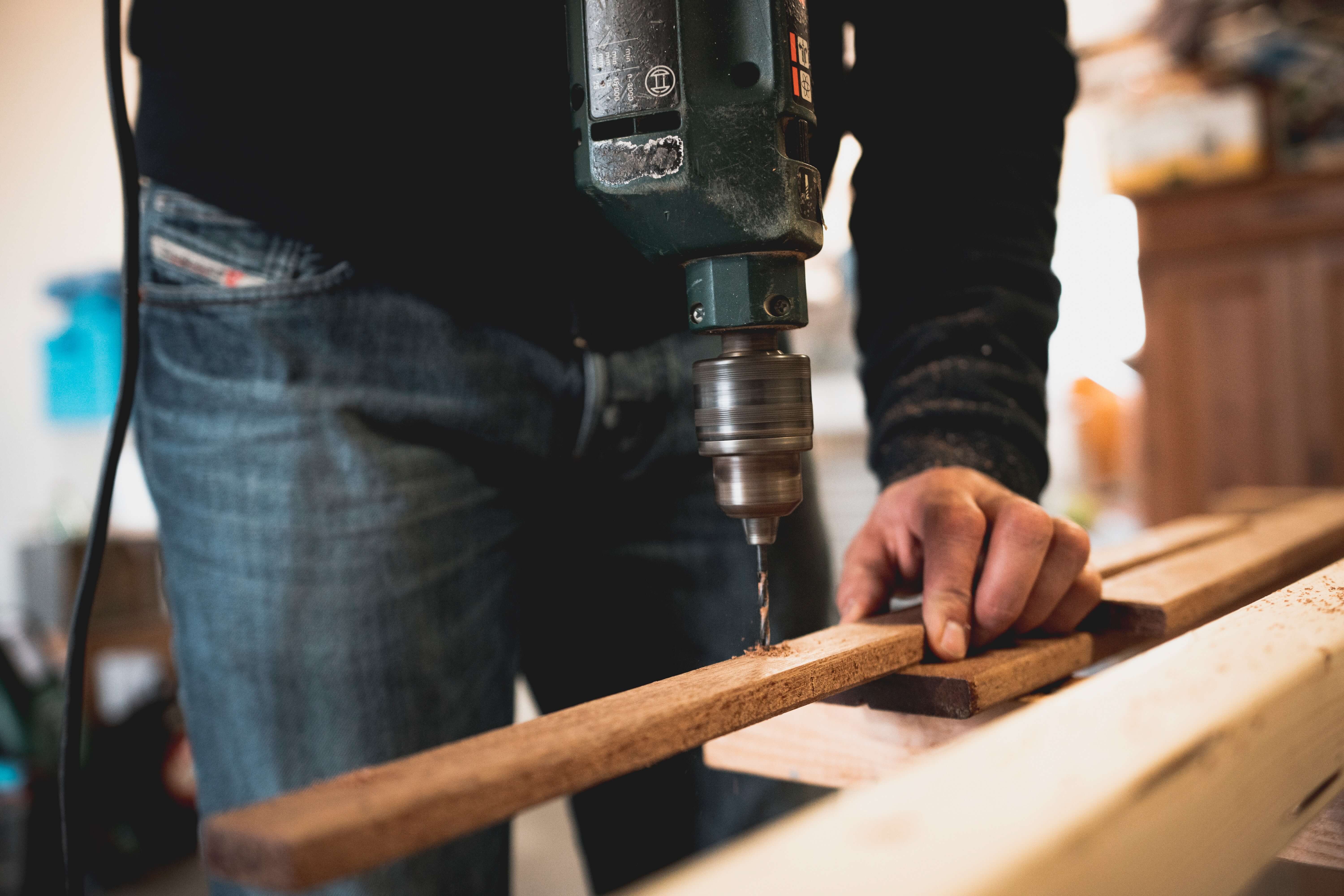 drilling hole in wood